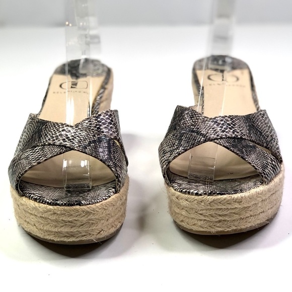 Kelsi Dagger wedge espedrilles slides snakeskin open toe 9 - Picture 5 of 13